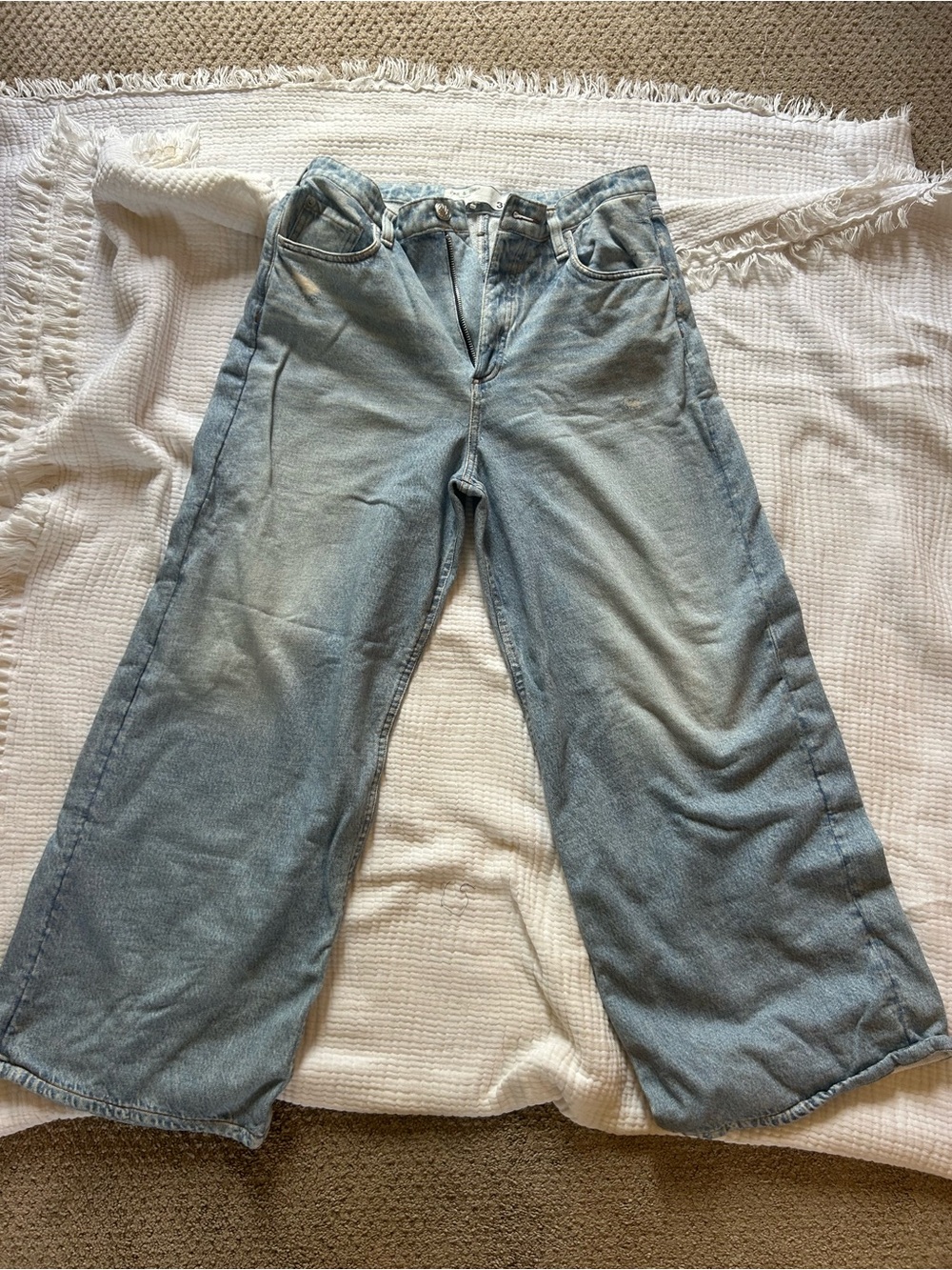 rag & bone Light Blue Wide-Leg Denim Jeans